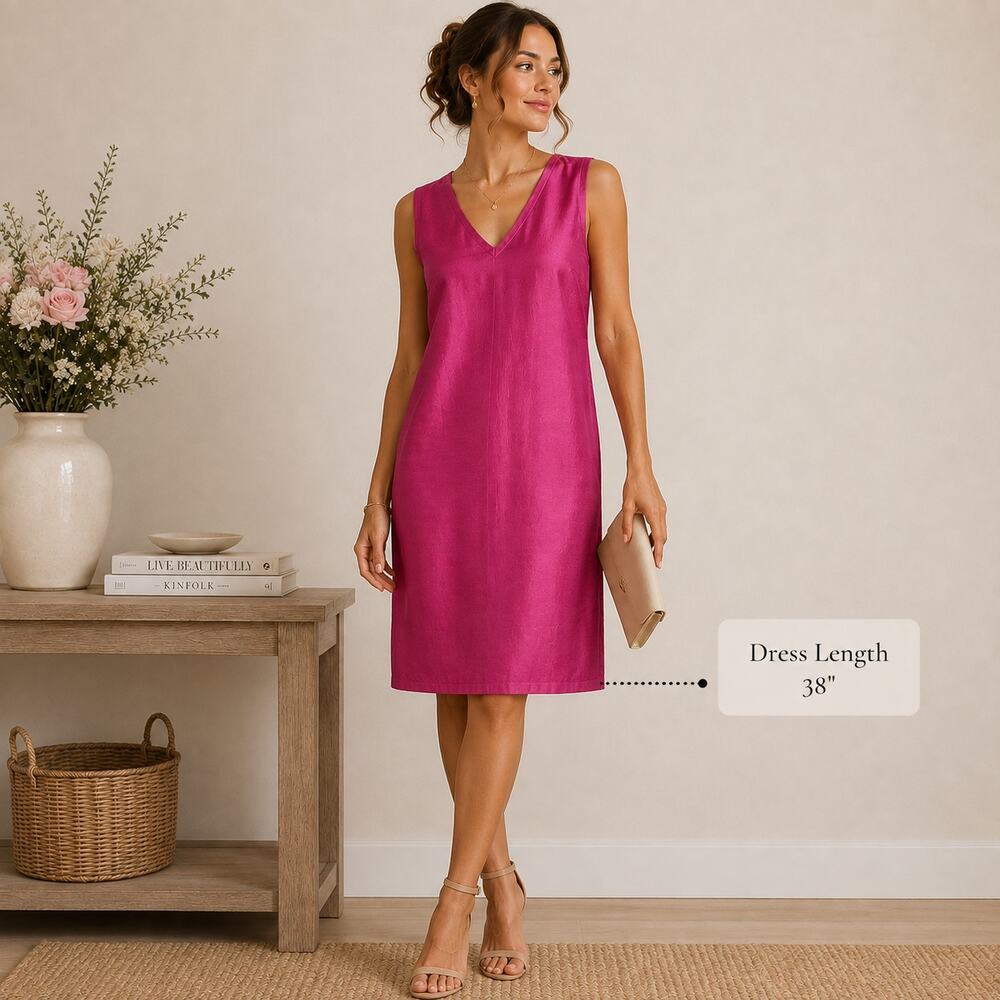 Talbots Silk Blend Dress Women's Size 2 Sheath Pink Minimalist Party Office